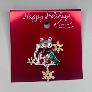 Kim Rogers Cat Snowflakes Pin